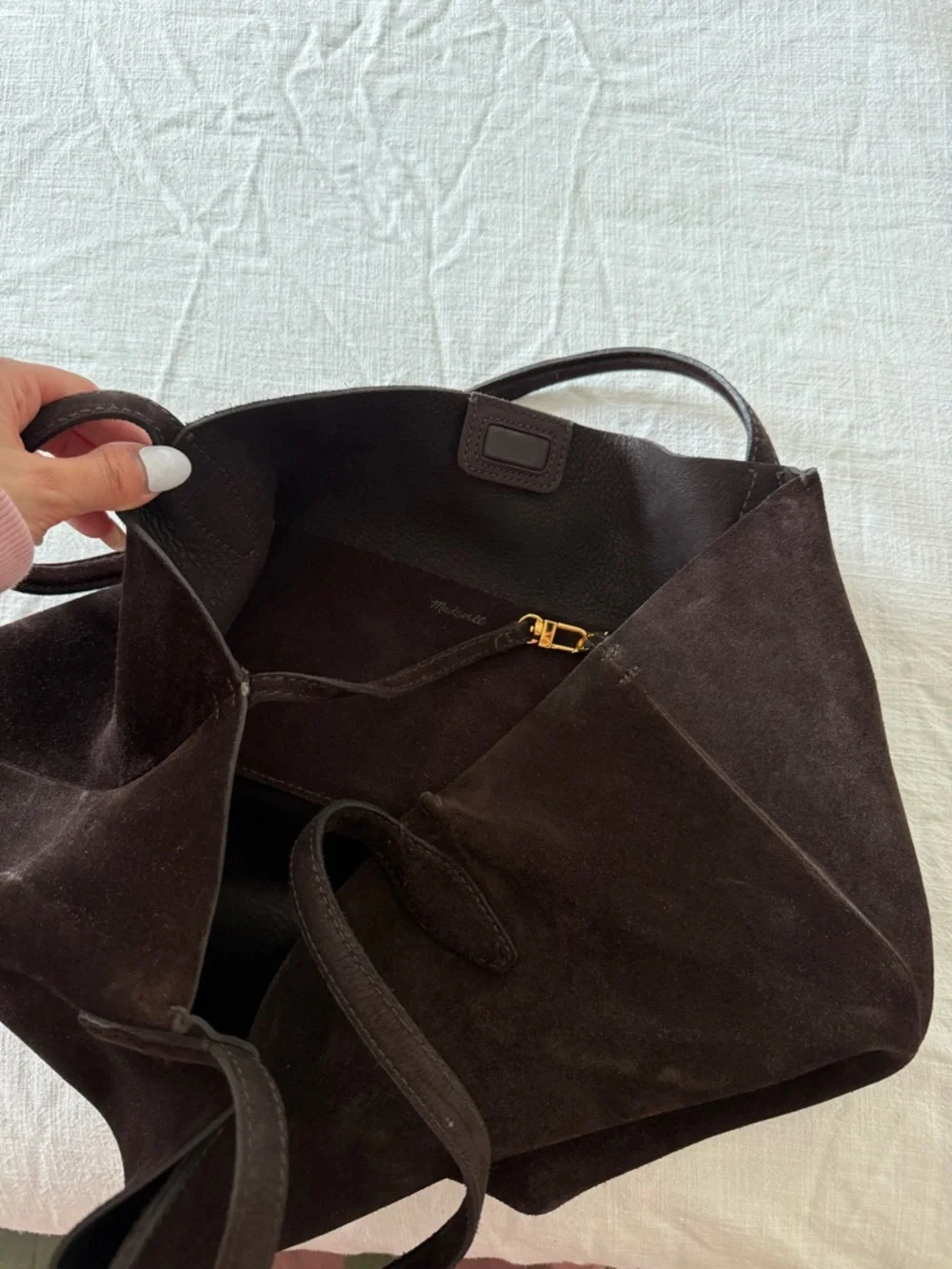 Madewell The Shoppers Tote Classic Brown Suede Tote Bag - Picture 6 of 6